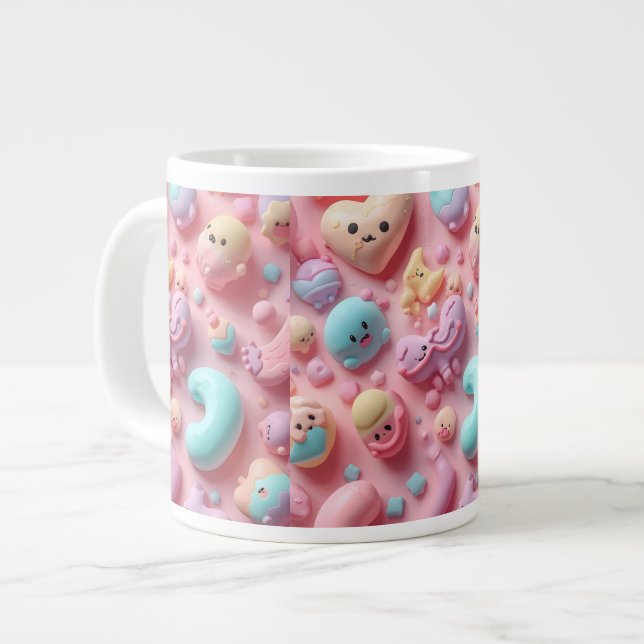 Pastel Kawaii Candy Character Art Large Coffee Mug (Front Left)