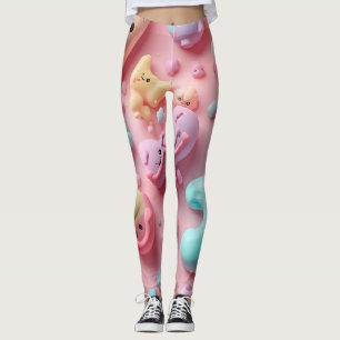 Pastel Kawaii Candy Character Art Leggings