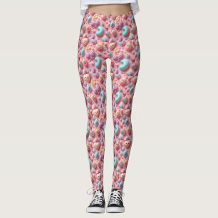 Pastel Kawaii Candy Character Art Leggings