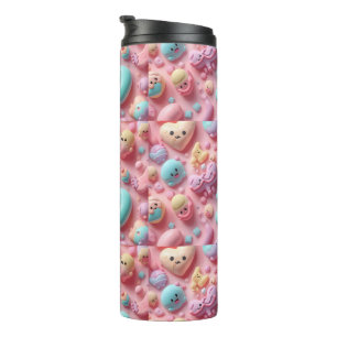 Pastel Kawaii Candy Character Art Thermal Tumbler