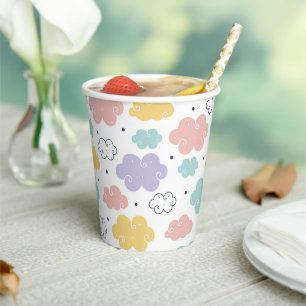 Pastel Kawaii Cloud Pattern Paper Cups
