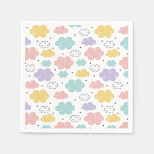 Pastel Kawaii Cloud Pattern Paper Napkins
