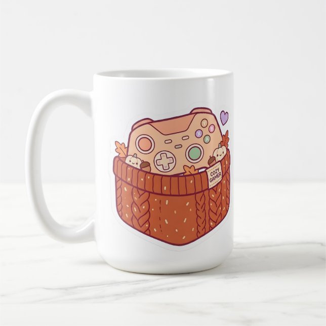 Pastel Kawaii Cozy Gamer Controller Sweater Mug (Left)