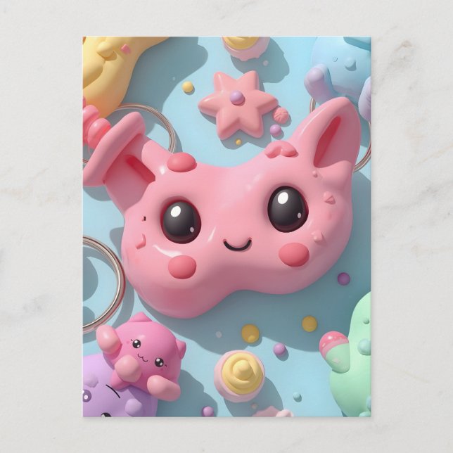 Pastel Kawaii Creature Fantasy Art Postcard (Front)
