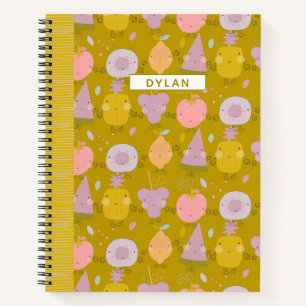 Pastel Kawaii Fruit Pattern Personalized Sketch Notebook