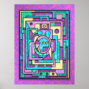 Pastel Kawaii Geometric Abstract Labyrinth  Poster