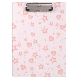Pastel Kawaii Hearts & Stars – Cute Girly Pink Clipboard