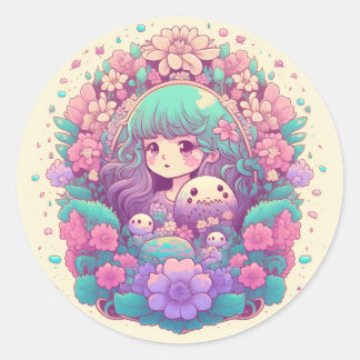 Pastel kawaii manga autocollants de fleurs filles