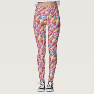 Pastel Kawaii Toy Creature Art Leggings