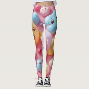 Pastel Kawaii Toy Creature Art Leggings