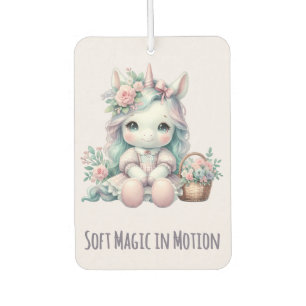 Pastel Kawaii Unicorn Doll with Flower Basket Air Freshener