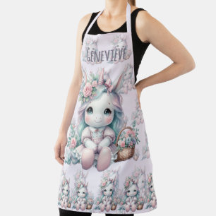 Pastel Kawaii Unicorn Doll with Flower Basket Apron