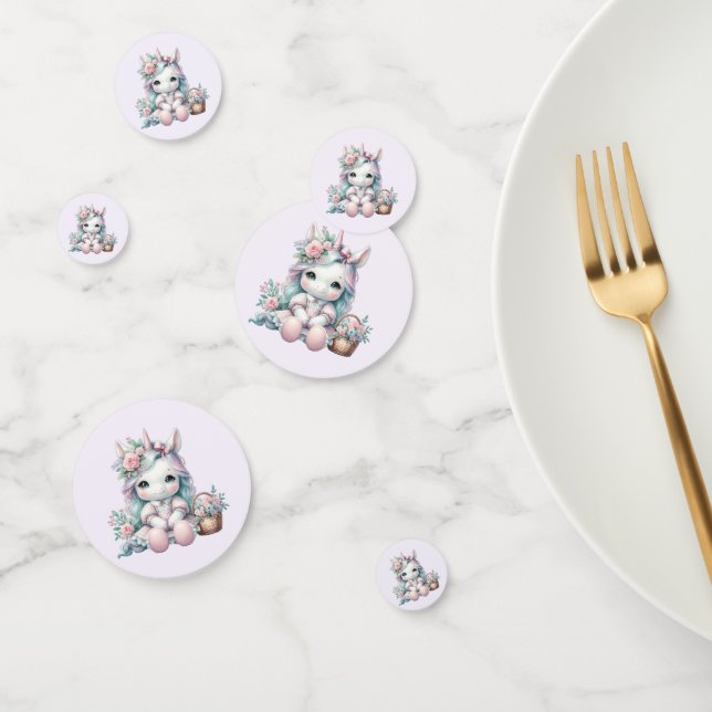 Pastel Kawaii Unicorn Doll with Flower Basket Confetti (Group)