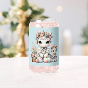 Pastel Kawaii Unicorne Mère fille Duo bleu