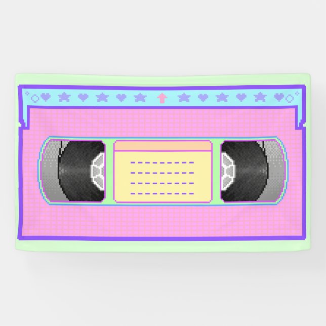 Pastel kawaii VHS vaporwave pixel art Banner (Horizontal)