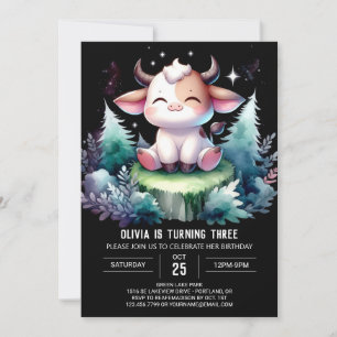 Pastel Kids Cow Birthday Invitation