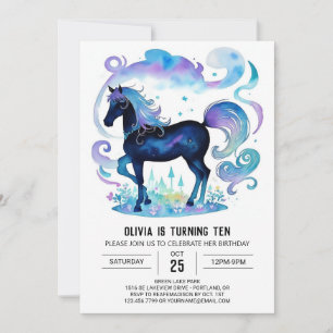Pastel Kids Horse Birthday Invitation