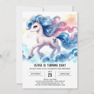  Pastel Kids Horse Birthday Invitation