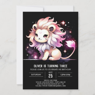 Pastel Kids Lion Birthday Invitation