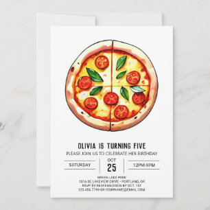Pastel Kids Pizza Birthday Invitation