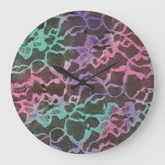 Pastel Lace Pattern Round Wall Clock