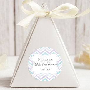 Pastel Lavender and Aqua Zig Zag Baby Classic Round Sticker