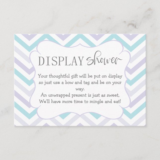 Pastel Lavender and Aqua Zig Zag Baby Enclosure Card (Front)