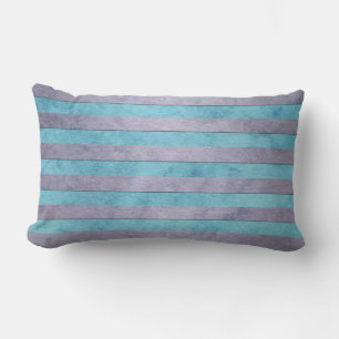Pastel Lavender and Teal Blue Stripes Pattern Lumbar Pillow
