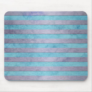 Pastel Lavender and Teal Blue Stripes Pattern Mouse Pad