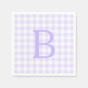 Pastel Lavender and White Gingham Monogram Napkin