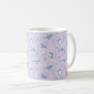 Pastel Lavender Dolphin Pattern Coffee Mug