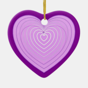 Pastel lavender heart on a deep purple background ceramic ornament