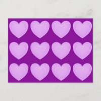 Pastel lavender hearts on a deep purple background