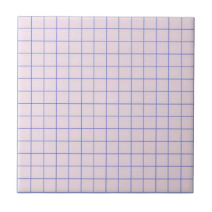 Pastel Lavender & Navy Blue Chequered Pattern Tile