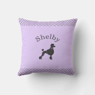 Pastel Lavender Poodle Personalized Matching Throw Pillow