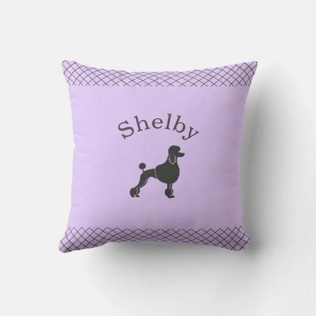 Pastel Lavender Poodle Personalized Matching  Throw Pillow (Back)