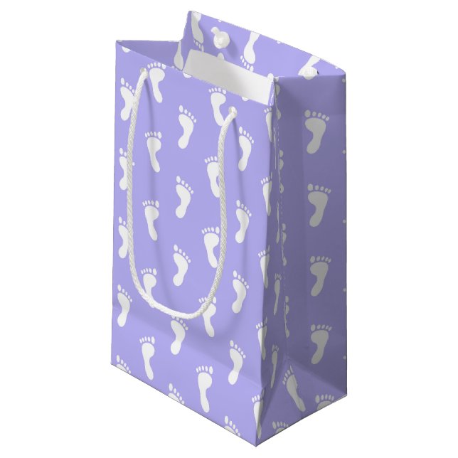 PASTEL LAVENDER PURPLE BABY FEET SMALL GIFT BAG (Front Angled)