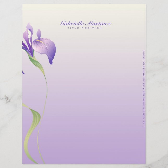Pastel Lavender Purple Flower Natural Spa Letterhead (Front)