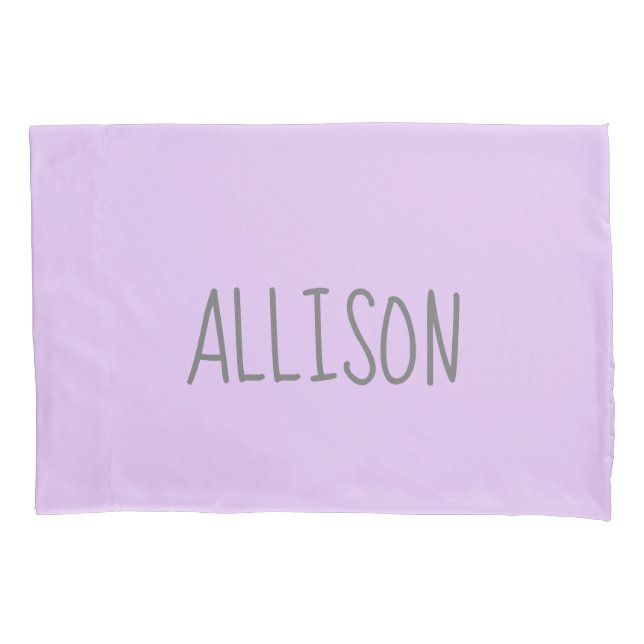 Pastel Lavender Purple Personalized Name Girls Pillowcase (Front)