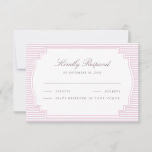 Pastel Lavender Striped Wedding RSVP Card
