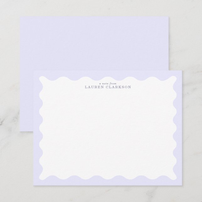 Pastel Lavender Wavy Frame Note Card (Front/Back)