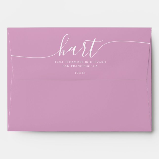 Pastel Lavender with White Script Return Address Envelope (Back (Top Flap))