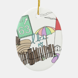 Pastel LBI Love Collage Ceramic Ornament