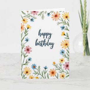 Pastel Leafy Birthday Card