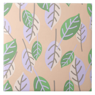 pastel leaves ceramic tile