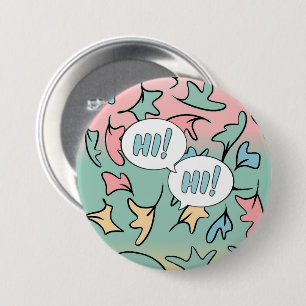 Pastel Leaves Colourful 3 Inch Round Button
