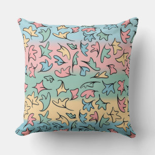 Pastel Leaves Colourful Throw Pillow