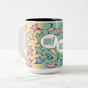 Pastel Leaves Colourful Two-Tone Coffee Mug