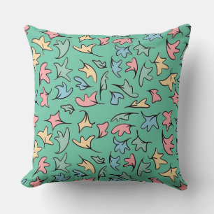 Pastel Leaves Green Throw Pillow
