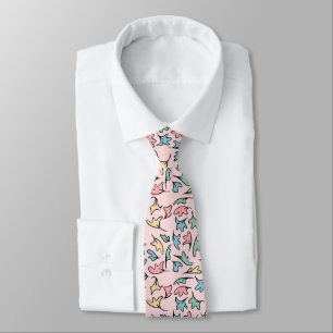 Pastel Leaves Pink Tie
